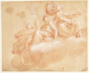 Figures Sitting on Clouds. Sketch for Allegory (?)