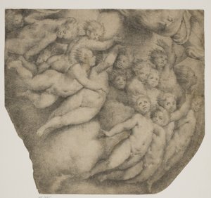God the Father Borne by Angels in Clouds, After the Cupola at Cortemaggiore by Ubekendt Ubekendt