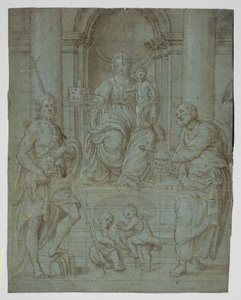 The Virgin and Child Enthroned with Sts Peter and John the Baptist, and Two Musician Child Angels