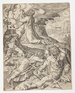 The Agony in the Garden by Ubekendt efter Dirck Volckertsz. Coornhert efter Maarten van Heemskerck