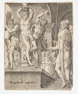 The Flagellation by Ubekendt efter Dirck Volckertsz. Coornhert efter Maarten van Heemskerck