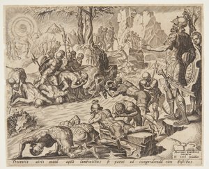 Gideon Watching the Way the Soldiers Drink by Ubekendt efter Maarten van Heemskerck