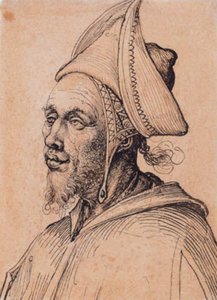Bearded Man with Pointed Oriental Headgear by Ubekendt tysk slutningen af 1400 tallet
