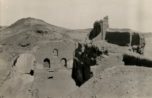 Large keep (qasr) of Monastery of St Simeon, view of passageway before its excavation, Aswan, Egypt by Ugo Monneret de Villard