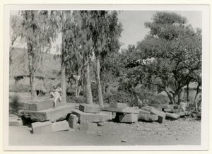 Remains of stone platforms, also known as King Thrones, Axum, Ethiopia by Ugo Monneret de Villard