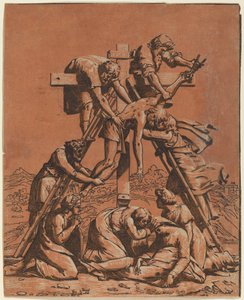 The Descent from the Cross by Ugo da Carpi after Raphael