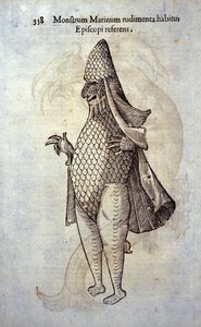 The Sea Eveque, Imaginary Fish and Marine Monster by Ulisse Aldrovandi, 