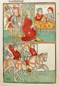Enfeoffment of the Burgrave of Nuernberg, Friedrich von Hohenzollern, with the March Brandenburg by Emperor Sigismund by Ulrich von Richental