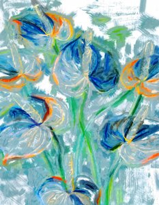 Painterly Blue Flowers by Uma Gokhale