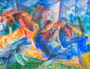 Horse, Rider and Buildings by Umberto Boccioni