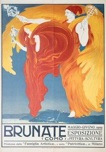 Poster for exhibition of painting and sculpture in Brunate by Umberto Boccioni