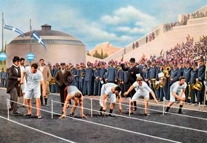 100 metres sprint race at the Olympic Games, Athens, 1896 by Unbekannt