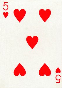 5 of Hearts from a Deck of Goodall & Son Ltd. Playing Cards