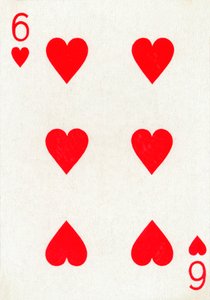 6 of Hearts from a Deck of Goodall & Son Ltd. Playing Cards, c1940