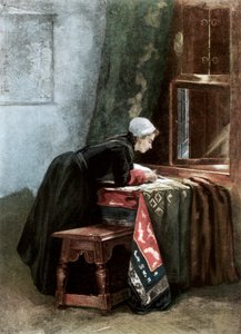 A Dutchwoman Cutting Cloth, 1889
