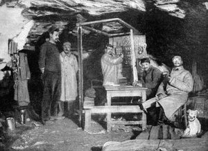 A French Telephone Post in a Cave, France, World War I