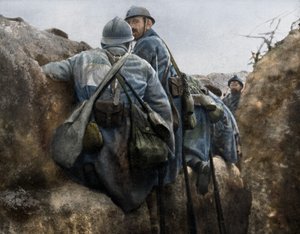 A French trench before an attack, 2nd Battle of Champagne, France, 25 September 1915