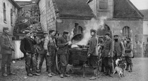 A German Army Field Kitchen in a French Village, World War I by Unbekannt