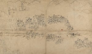 A Maharana and His Retinue Hunting Boar, early 18th century by Unbekannt