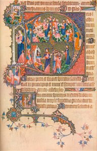 A Page from the Egerton Bohun Psalter-Hours, 1370, 1937