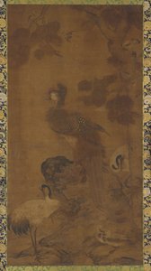 A Phoenix and two cranes under a tree, Ming dynasty, 16th-17th century