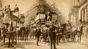 A Traffic Block in 1900 - A Scene Outside the Mansion House