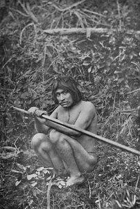 A Yaghan Attaching The Head of His Harpoon to the Shaft, 1911