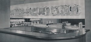 A Cocktail Bar Mural in Carved and Enamelled Linoleum in the Berkeley Hotel, Montreal