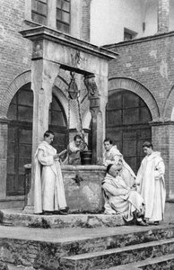 A Group of Monks at the Monastery of Monte Oliveto Maggiore, Italy