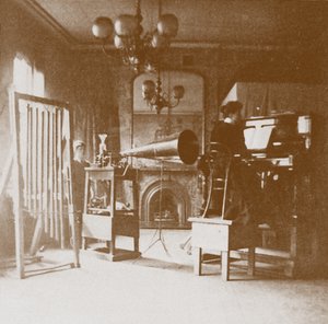 A Lady Pianist at the First Emil Berliner Studio in London, Cockburn Hotel, 1898