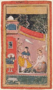 A page from a Ragamala series: Ramakali Ragini of Hindol Raga by Unbekannt