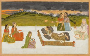 A Princess Reclining on a Terrace with Attendants by Unbekannt
