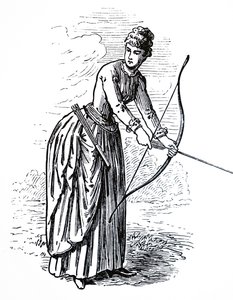 A young lady practising her archery skills by Unbekannt