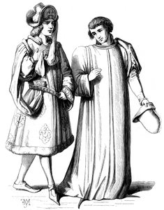A Young Nobleman and a Member of the Bourgeoisie, 14th Century, 1849 by Unbekannt