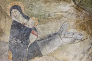 Abondance abbey church fresco: the flight to Egypt, Abondance, France by Unbekannt