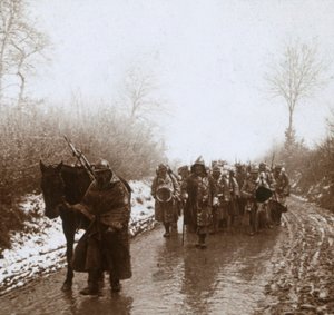 Advancing in the snow, Artois, northern France