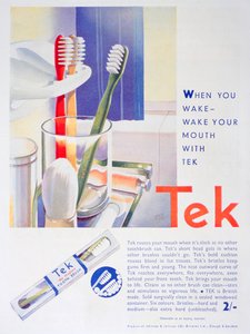 Advert for Tek Toothbrushes, by Johnson and Johnson