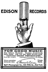 Advertisement for Edison Phonograph Cylinder Recordings