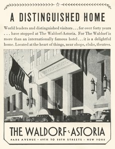 Advertisement for the Waldorf-Astoria Hotel in New York