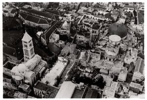 Aerial View of the Church of the Holy Sepulchre, Jerusalem, Palestine, from a Zeppelin, 1931-1933