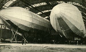 Airships in hangar, First World War, 1914 by Unbekannt