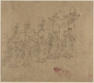 Album of Daoist and Buddhist Themes: Procession of Daoist Deities: Leaf 5 by Unbekannt