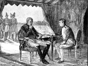 Alexander I of Russia and Napoleon I Bonaparte of France at Tilsit