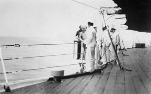 American Actor and Film Director Douglas Fairbanks, Sr on Board HMS Malaya, Venice, Italy 1938