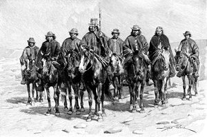 An Araucanian Mapuche chief and his staff, ChileArgentina