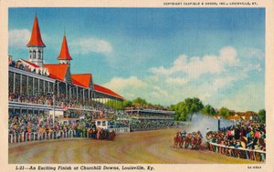 An Exciting Finish at Churchill Downs, Louisville, c1940