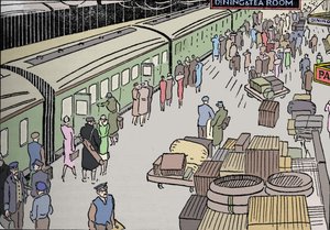 An Illustration of a 1930s Railway Station by Unbekannt