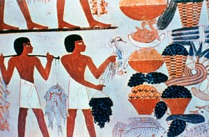 Ancient Egyptian wall paintings in a tomb at Thebes, Egypt by Unbekannt