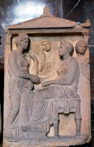 Ancient Greek relief showing friends greeting each other by Unbekannt