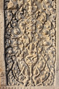 Angkor Wat, Carved Detail on Wall Flowers